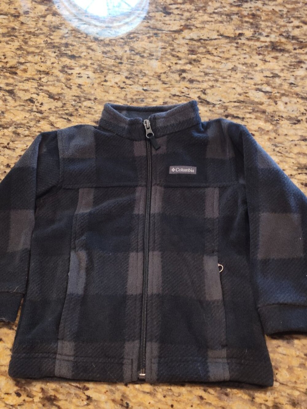 Columbia Toddler Boy Fleece Jacket 3T Black Gray Buffalo Plaid Outerwear